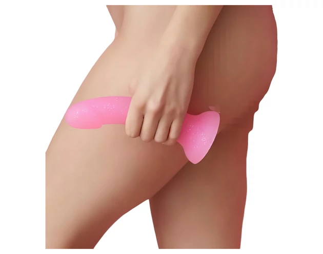 Dildolls Glitzy - tapadókorongos szilikon dildó (pink)