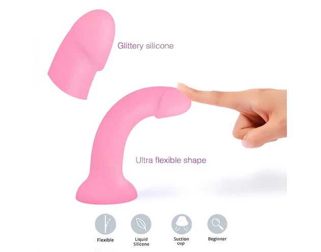 Dildolls Glitzy - tapadókorongos szilikon dildó (pink)