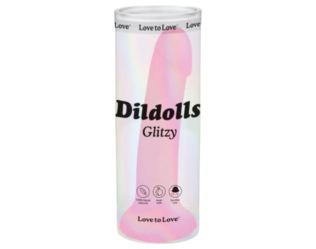 Dildolls Glitzy - tapadókorongos szilikon dildó (pink)