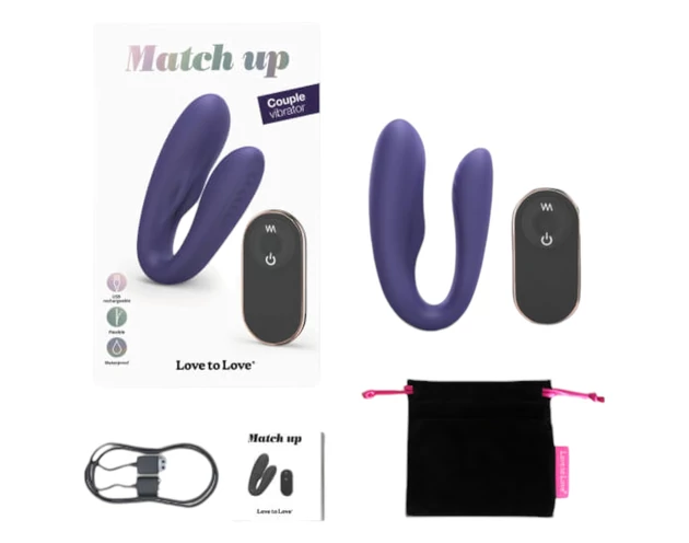 Love to Love Match up - akkus, rádiós párvibrátor (lila)