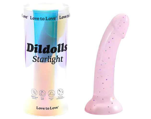 Dildolls Starlight - tapadókorongos, csillagos dildó (pink)