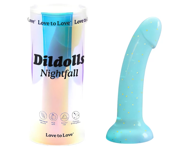 Dildolls Nightfall - tapadókorongos, csillagos dildó (türkiz)