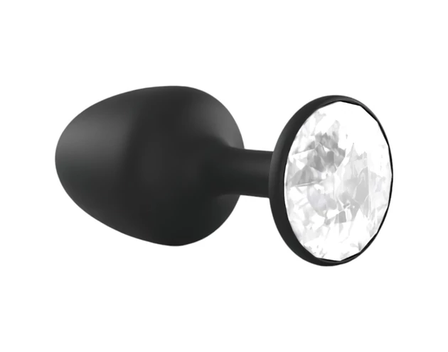 Dorcel Geisha Plug Diamond M - fehér köves anál plug (fekete)