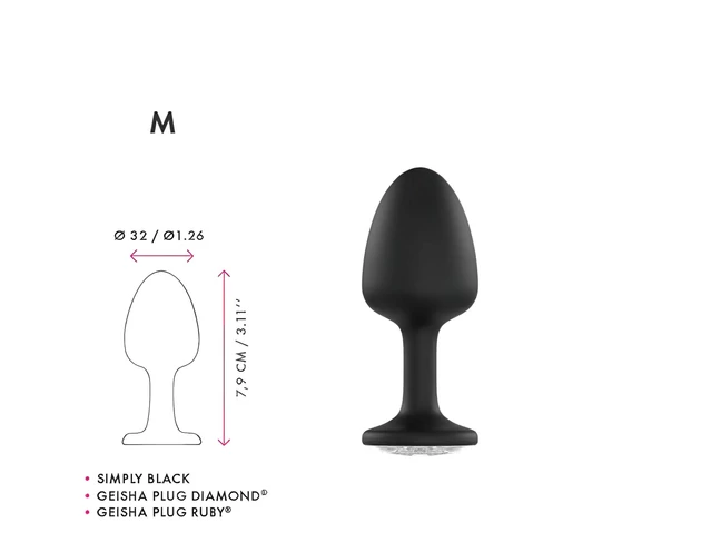 Dorcel Geisha Plug Diamond M - fehér köves anál plug (fekete)