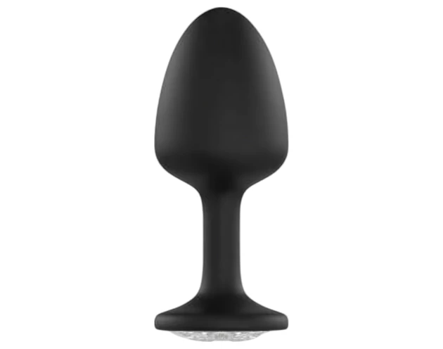 Dorcel Geisha Plug Diamond M - fehér köves anál plug (fekete)