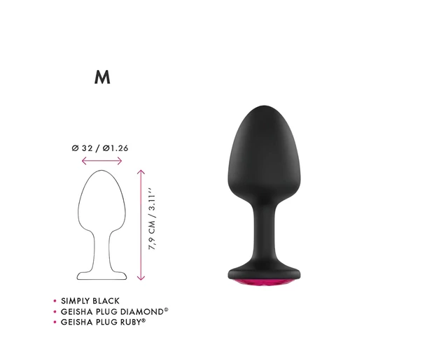 Dorcel Geisha Plug Ruby M - pink köves anál plug (fekete)