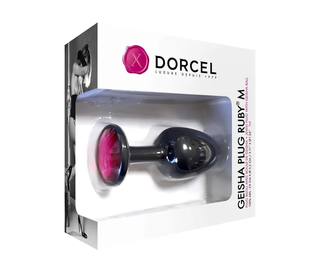Dorcel Geisha Plug Ruby M - pink köves anál plug (fekete)
