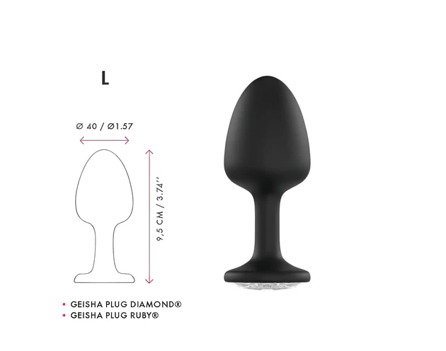 Dorcel Geisha Plug Diamond L - fehér köves anál plug (fekete)