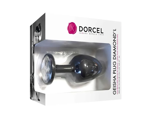Dorcel Geisha Plug Diamond L - fehér köves anál plug (fekete)