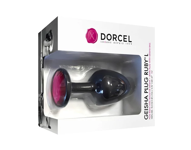 Dorcel Geisha Plug Ruby L - pink köves anál plug (fekete)