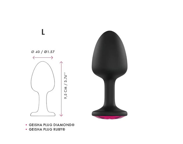 Dorcel Geisha Plug Ruby L - pink köves anál plug (fekete)