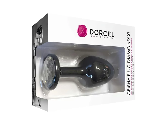 Dorcel Geisha Plug Diamond XL - fehér köves anál plug (fekete)