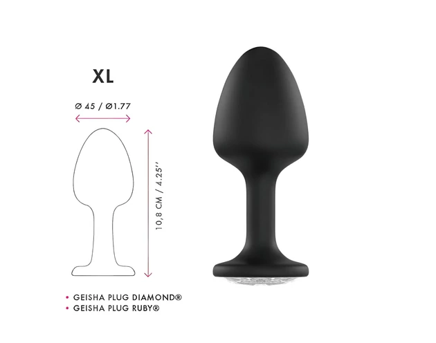 Dorcel Geisha Plug Diamond XL - fehér köves anál plug (fekete)
