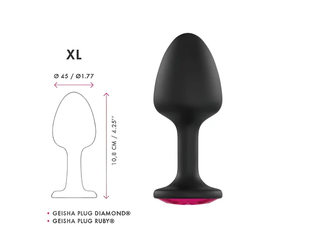 Dorcel Geisha Plug Ruby XL - pink köves anál plug (fekete)