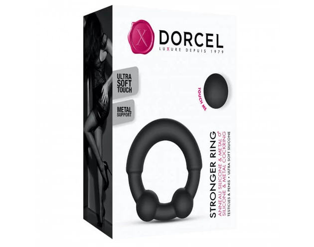 Dorcel Stronger Ring - fém betétes péniszgyűrű (fekete)