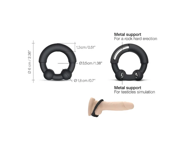 Dorcel Stronger Ring - fém betétes péniszgyűrű (fekete)