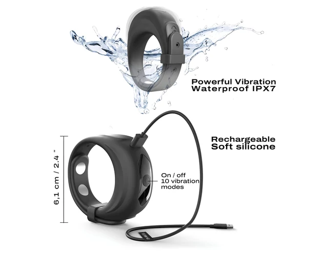 Dorcel - vibrációs, állítható péniszgyűrű (fekete)