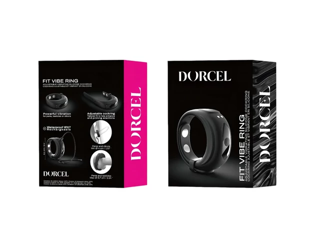 Dorcel - vibrációs, állítható péniszgyűrű (fekete)