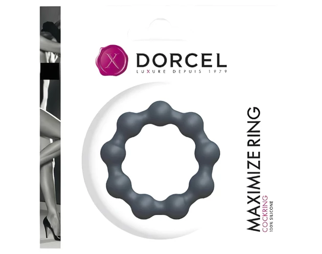 Dorcel Maximize - gömbös, szilikon péniszgyűrű (szürke)
