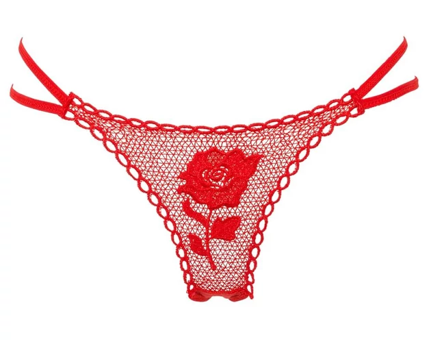Panty Rose - rózsaszálba rejtett tanga - piros (S-L)