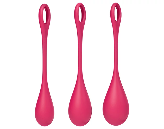 Satisfyer Yoni Power 1 - gésagolyó szett - piros (3 részes)