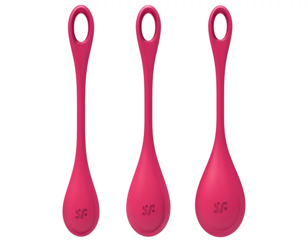 Satisfyer Yoni Power 1 - gésagolyó szett - piros (3 részes)