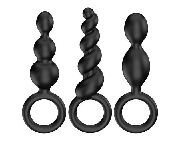 Satisfyer Booty Call - anál plug szett - fekete (3 részes)