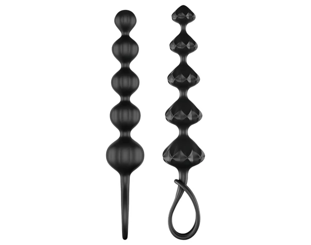 Satisfyer Love Beads - gyöngyös anál dildó szett (fekete)