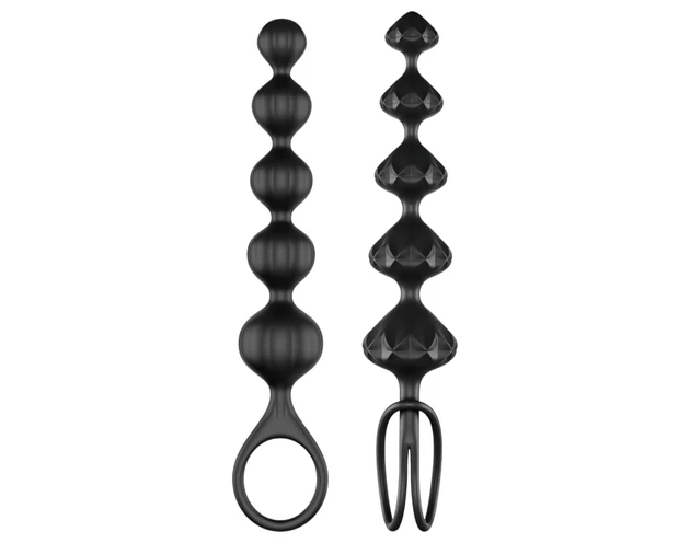 Satisfyer Love Beads - gyöngyös anál dildó szett (fekete)