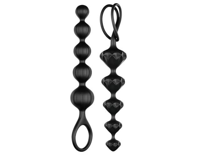 Satisfyer Love Beads - gyöngyös anál dildó szett (fekete)