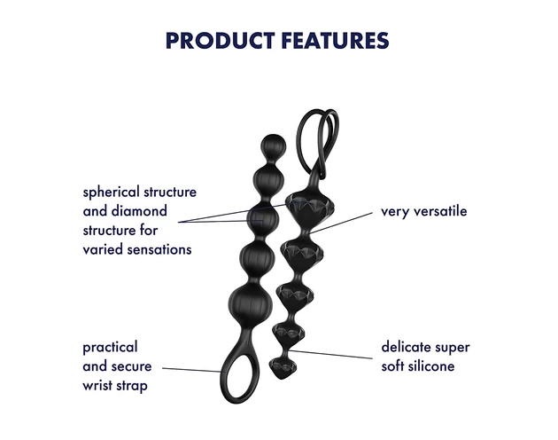 Satisfyer Love Beads - gyöngyös anál dildó szett (fekete)
