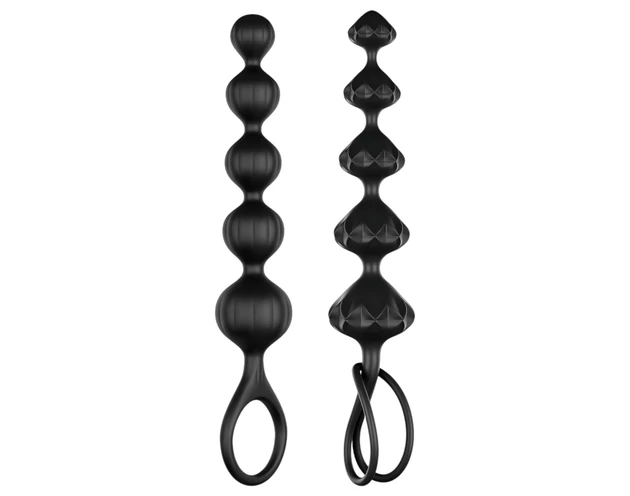 Satisfyer Love Beads - gyöngyös anál dildó szett (fekete)