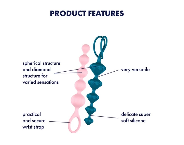 Satisfyer Love Beads - gyöngyös anál dildó szett - színes (2 részes)