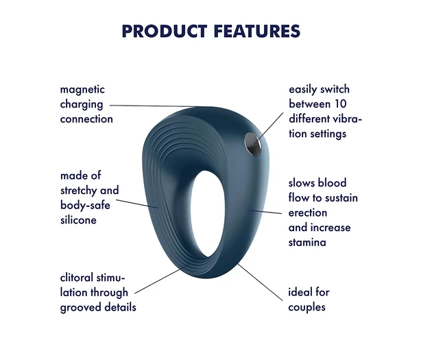 Satisfyer Power Ring - vízálló vibrációs péniszgyűrű (szürke)