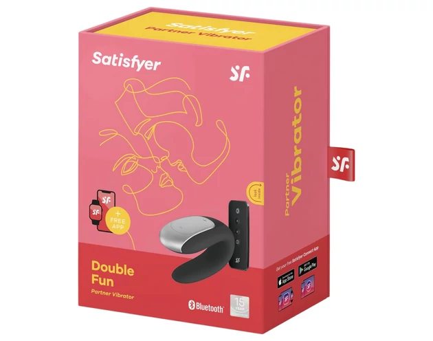 Satisfyer Double Fun - okos, vízálló párvibrátor (fekete)