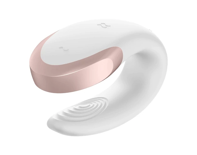 Satisfyer Double Love - okos, vízálló, rádiós párvibrátor (fehér)
