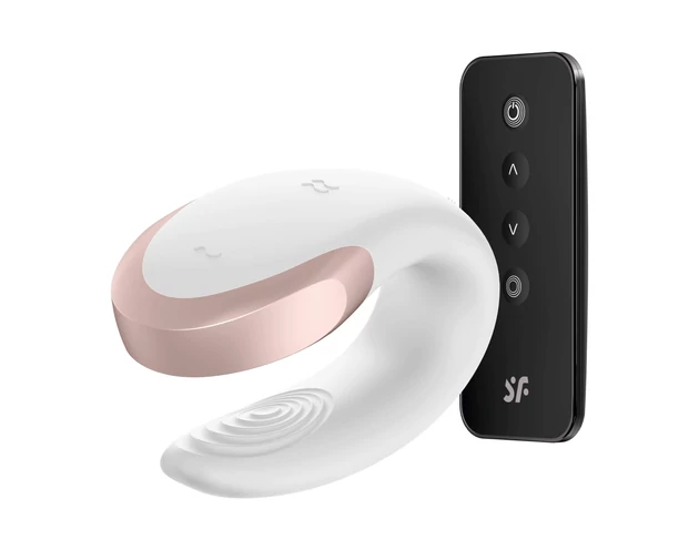 Satisfyer Double Love - okos, vízálló, rádiós párvibrátor (fehér)