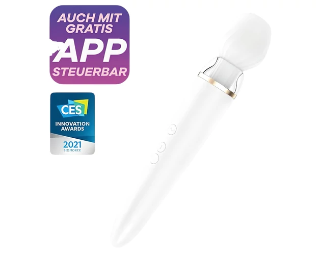 Satisfyer Double Wand-er - okos masszírozó vibrátor (fehér)
