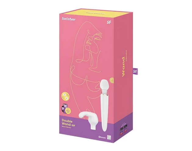 Satisfyer Double Wand-er - okos masszírozó vibrátor (fehér)