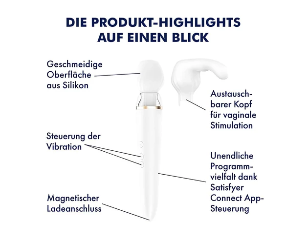 Satisfyer Double Wand-er - okos masszírozó vibrátor (fehér)