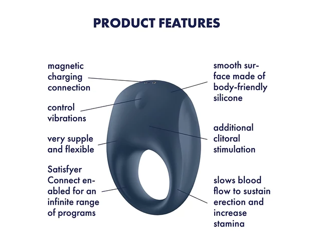 Satisfyer Strong One - okos vibrációs péniszgyűrű (kék)