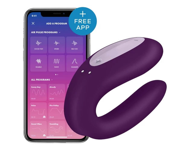 Satisfyer Double Joy - okos, vízálló párvibrátor (lila)