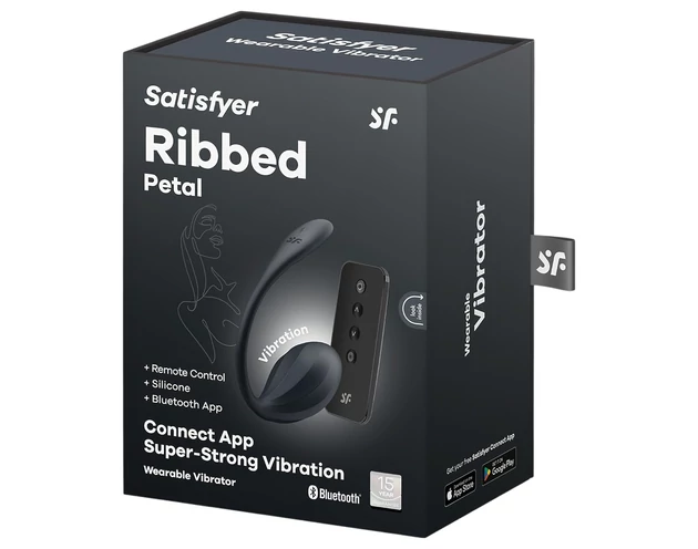 Satisfyer Ribbed Petal - rádiós vibrációs tojás (fekete)
