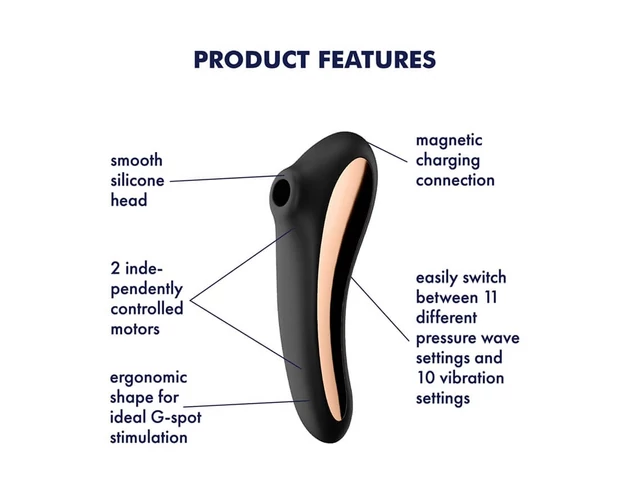 Satisfyer Dual Kiss - akkus hüvelyi és csikló vibrátor (fekete)