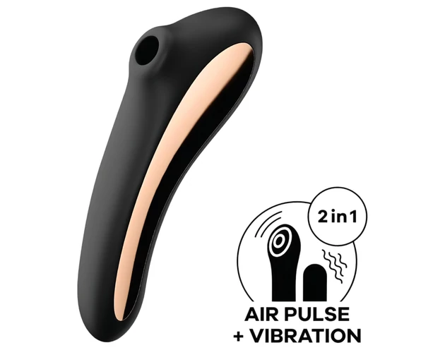 Satisfyer Dual Kiss - akkus hüvelyi és csikló vibrátor (fekete)