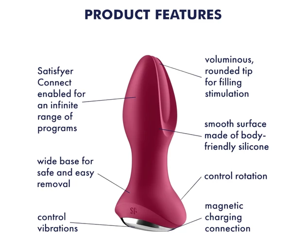 Satisfyer Rotator Plug 2 - akkus, gyöngyös anál vibrátor (piros)