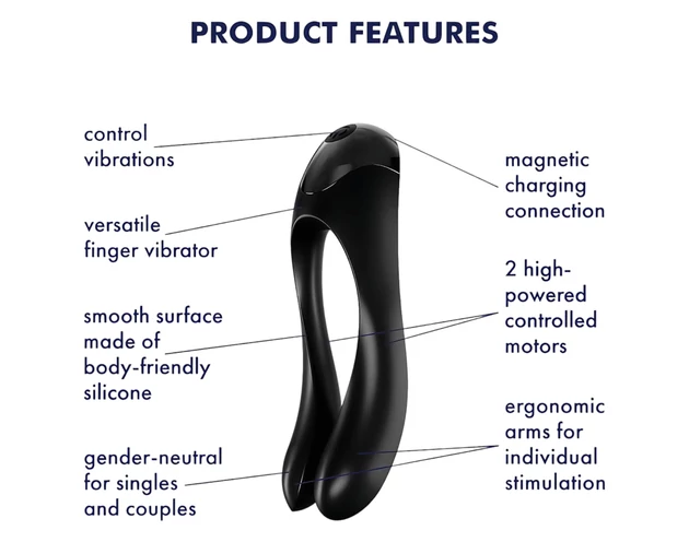 Satisfyer Candy Cane - akkus, vízálló kétágú vibrátor (fekete)