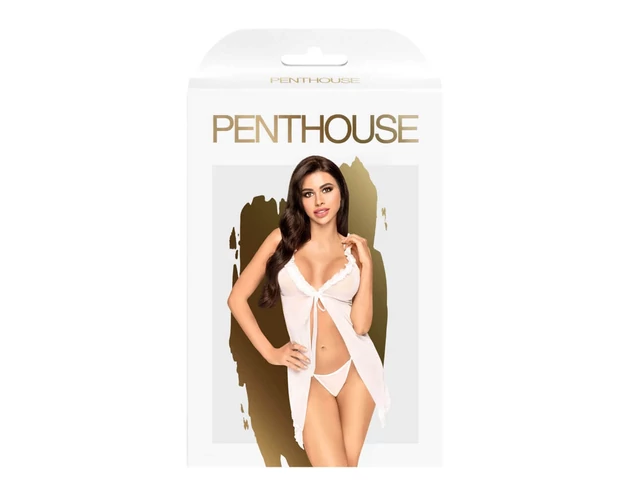 Penthouse After Sunset - átlátszó babydoll és tanga (fehér)