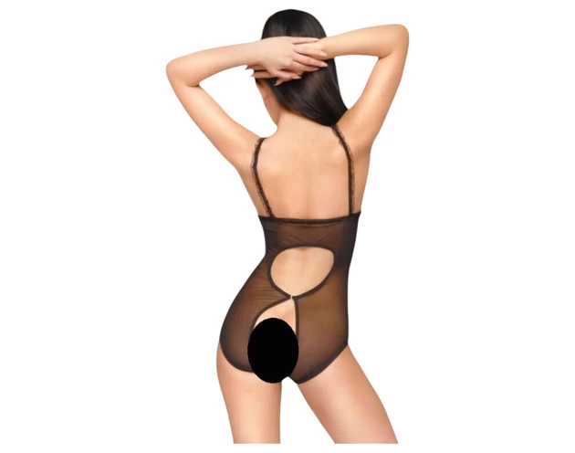 Penthouse Turned on - nyitott csipke body (fekete)