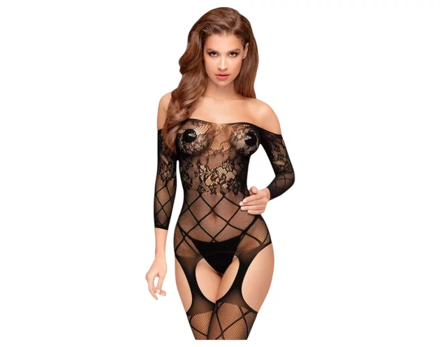 Penthouse Top-Notch - nyitott necc szett (fekete)